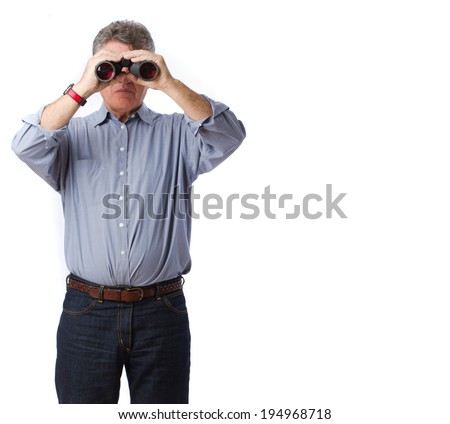 Man observing with a binoculars