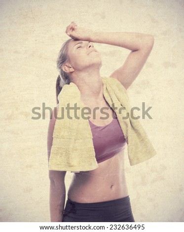 young cool woman tired with a towel