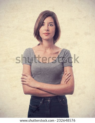 young cool woman crossed arms and confidence