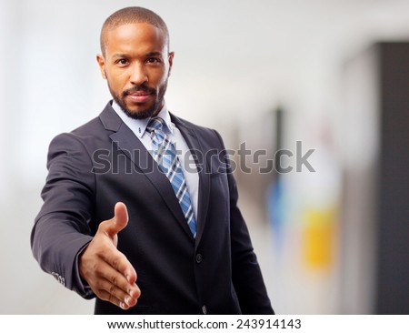 young cool black man confidence shake hands