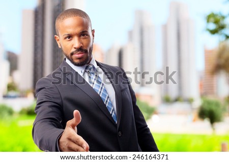 young cool black man confidence shake hands