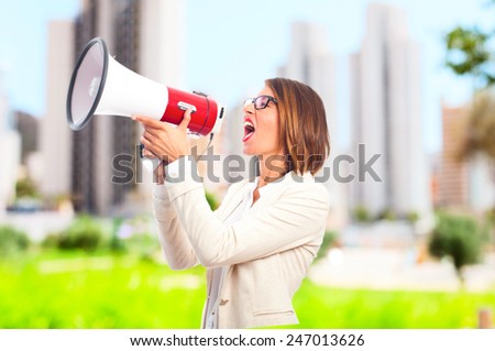 young cool woman with a megaphone