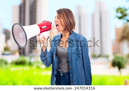 young cool woman shouting
