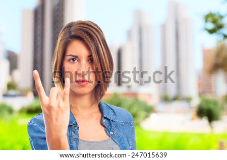 young cool woman disagree gesture