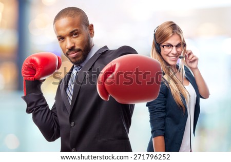 young cool black man boxing