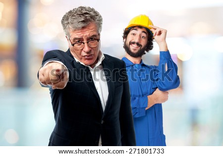 senior cool man angry boss pointing