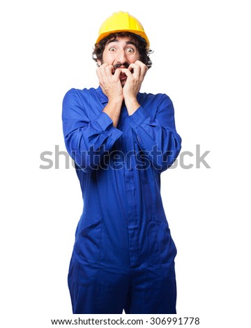 scared worker man worried pose