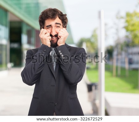 sad businessman crying