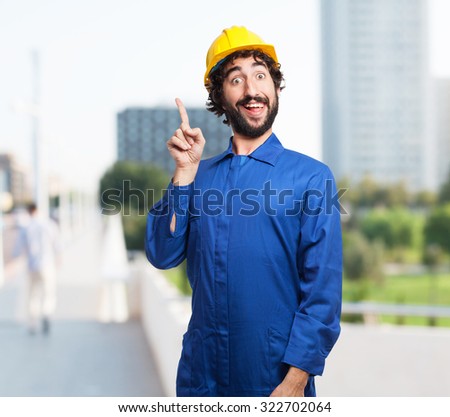 happy worker man having idea pose
