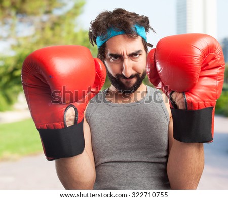 angry sport man boxing