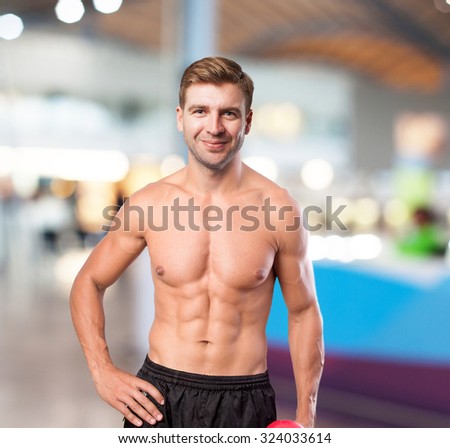 happy young man strong pose
