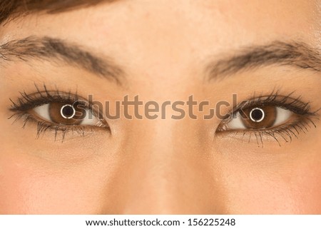 Asian caucasian mixed race young woman eyes close up