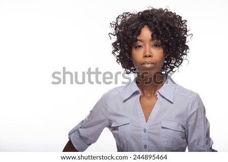 Young African American Black Woman Serious Face Portrait Stock Photo ...