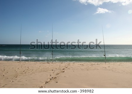 Rods on a beach