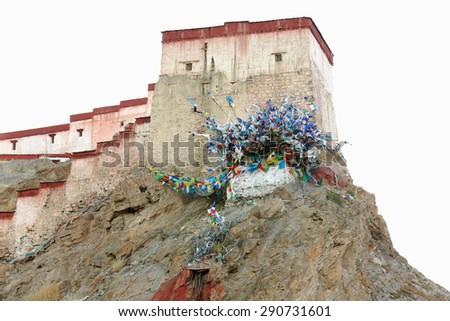 The 1394 AD.built Dzong-fort seen from the lower part of the town at 3977 ms. Gyantse city and county-Shigatse pref.-Tibet.