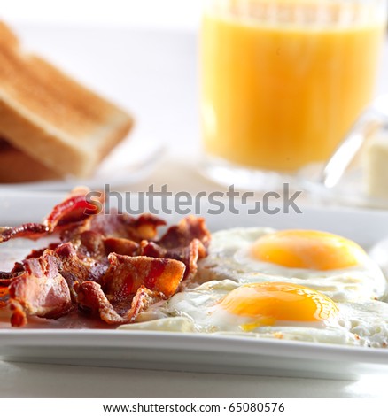 bacon, eggs and toast breakfast