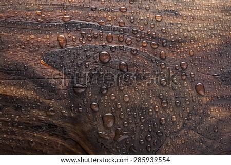 water drop in burn wooden background