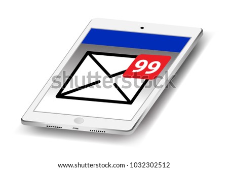 tablet with full inbox, hundred messages  