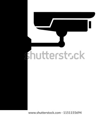 surveillance camera on the wall, simple black and white 