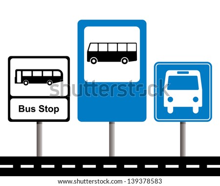 set of bus stop signs