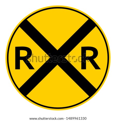 railroad crossing ahead sign, vector illustration 