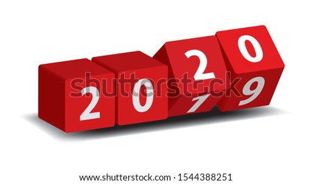 red cubes showing new 2020 year, vector illustration 