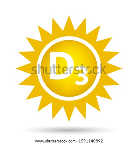 vitamin d3 icon with sunshine, healthcare concept, vector illustration 