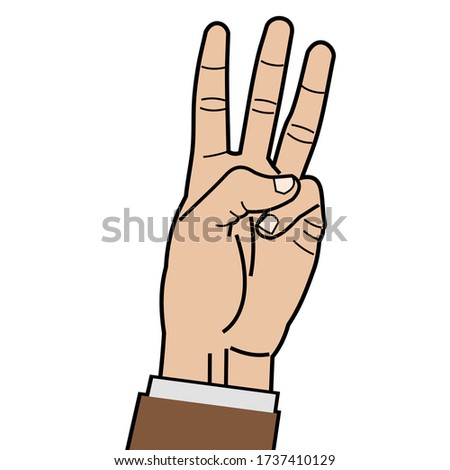 three fingers hand gesture, vector illustration