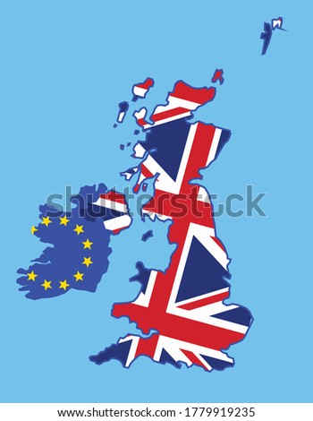 brexit concept, united kingdom and ireland map as part of eu, vector illustration 