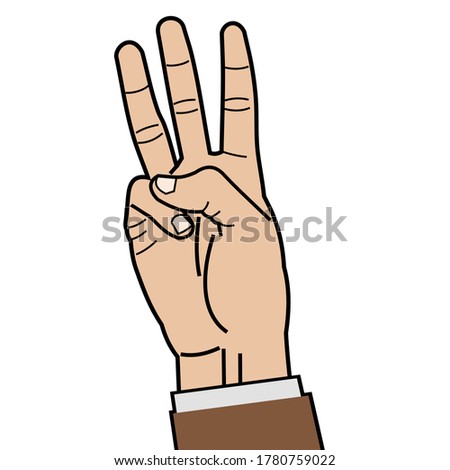 three fingers hand gesture, vector illustration