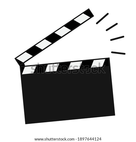 action concept, clapperboard opened, board clap, movie making equipment, vector illustration