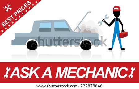 mechanic with broken car 