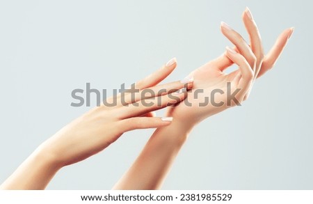 Similar – Image, Stock Photo Female hands with beautiful gray succulent