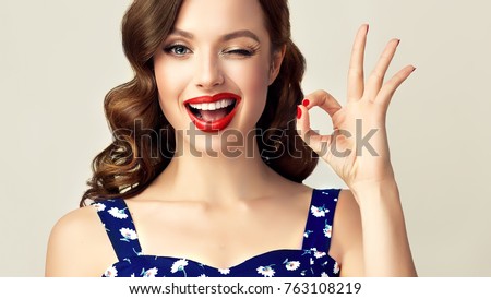 Similar – Image, Stock Photo Retro woman with curly hair