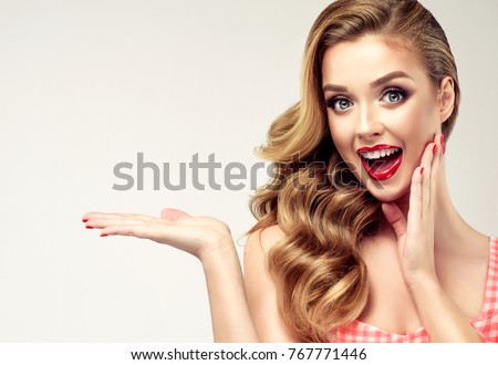 Similar – Image, Stock Photo Retro woman with curly hair