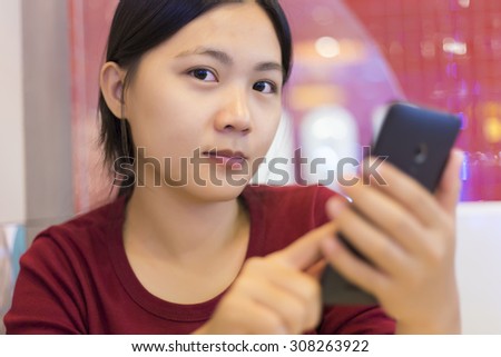 Woman Using Smartphone Feel so Good