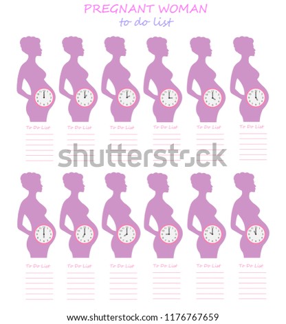 Pregnant woman with a cigarette silhouette vector illustration, pregnancy conceptual vector outline isolated over white background