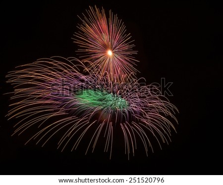 Colorful different colors fireworks close up, Malta fireworks festival, 4 of July, Independence day,fireworks isolated in dark background close up with the place for text, New Year, explode