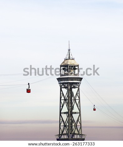 Conceptual photo of funicular railway, minimalist photo of funicular railway in the city,urban transport system, Barcelona, Spain