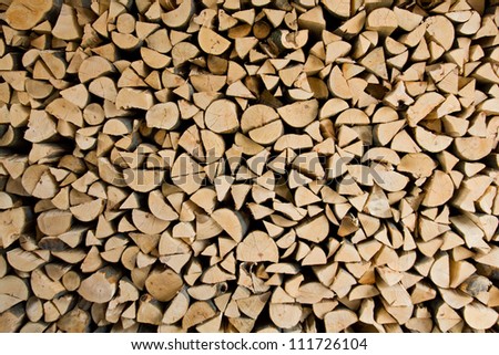 Chopped wood stacked  full frame