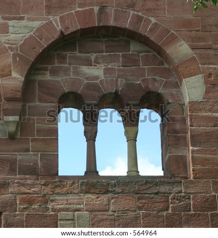 Arched windows in castle wall