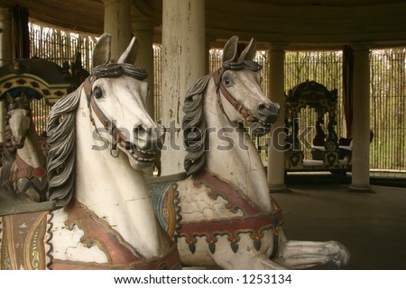 White carousel horses