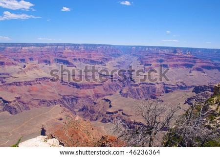 A wide view of the Grand Canyon in Arizona