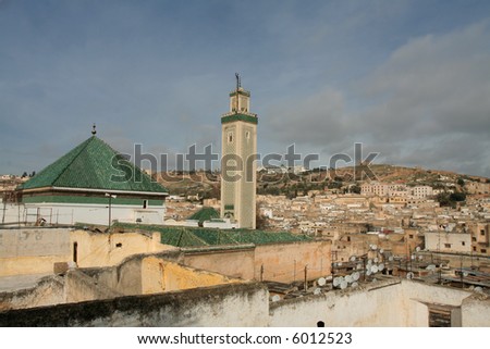 Landscape of city Fez in Morocco, Africa. Part of UNESCO world heritage