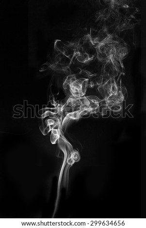 Abstract Wave and smoke swirls over white background.