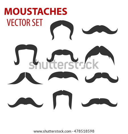 Vector Black Moustache Set On White Background - 478518598 : Shutterstock