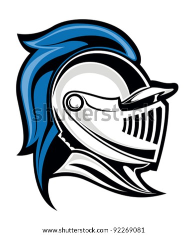 Medieval knight head in helmet. Vector illustration