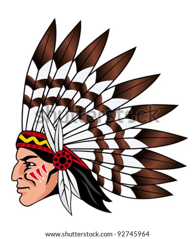 Native American People With Feathers On The Head For Mascot And Emblems ...