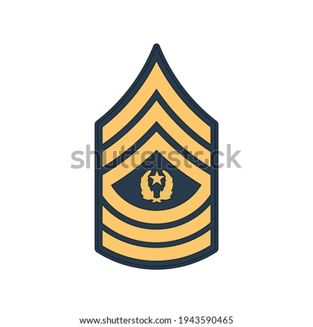 SMA sergeant major of army insignia of US forces isolated icon. Vector rank of non-commissioned officer armed forces, police enlisted military stripe. United States chevron, sign on uniform