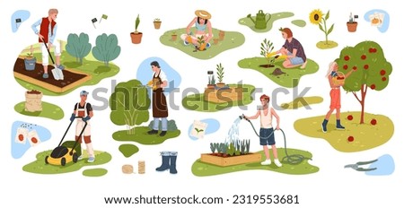 Similar – Image, Stock Photo Crop woman watering flowers in glass pot